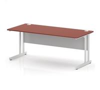 Impulse 1800 x 800mm Straight Office Desk Brick Red Top White Cantilever Leg