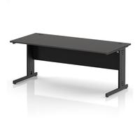 Impulse 1800 x 800mm Straight Office Desk Carbon Grey Top Black Cable Managed Leg
