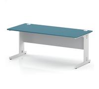 Impulse 1800 x 800mm Straight Office Desk Dark Teal Top White Cable Managed Leg