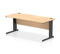 Impulse 1800 x 800mm Straight Office Desk Maple Top Black Cable Managed Leg