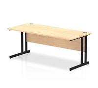 Impulse 1800 x 800mm Straight Office Desk Maple Top Black Cantilever Leg