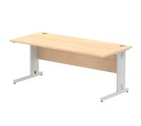 Impulse 1800 x 800mm Straight Office Desk Maple Top Silver Cable Managed Leg