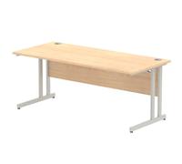 Impulse 1800 x 800mm Straight Office Desk Maple Top Silver Cantilever Leg