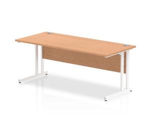 Impulse 1800 x 800mm Straight Office Desk Oak Top White Cantilever Leg