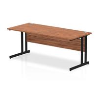 Impulse 1800 x 800mm Straight Office Desk Walnut Top Black Cantilever Leg