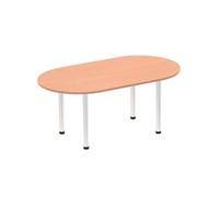 Impulse 1800mm Boardroom Table Beech Top Brushed Aluminium Post Leg
