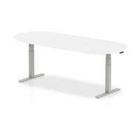 Impulse 1800mm Boardroom Table Beech Top White Height Adjustable Leg