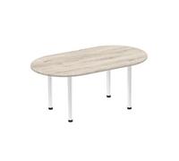Impulse 1800mm Boardroom Table Grey Oak Top Brushed Aluminium Post Leg