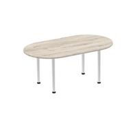 Impulse 1800 Boardroom Table Grey Oak Silver Leg