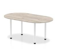 Impulse 1800mm Boardroom Table Grey Oak Top White Post Leg