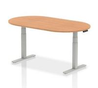 Impulse 1800mm Boardroom Table Oak Top Silver Height Adjustable Leg