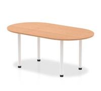 Impulse Bench 1800mm Boardroom Table Oak Top White Post Leg