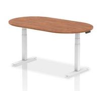 Impulse 1800mm Boardroom Table Walnut Top White Height Adjustable Leg