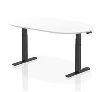 Impulse 1800mm Boardroom Table White Top Black Height Adjustable Leg