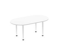 Impulse Bench 1800mm Boardroom Table White Top Brushed Aluminium Post Leg