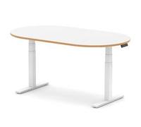 Impulse 1800mm Boardroom Table White Wood Edge White Adjustable Leg