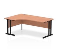 Impulse 1800mm Left Crescent Desk Beech Top Black Cantilever Leg