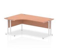Impulse 1800mm Left Crescent Desk Beech Top White Cantilever Leg