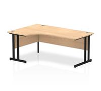 Impulse 1800mm Left Crescent Desk Maple Top Black Cantilever Leg
