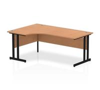 Impulse 1800mm Left Crescent Desk Oak Top Black Cantilever Leg