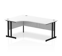 Impulse 1800mm Left Crescent Desk White Top Black Cantilever Leg