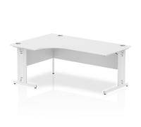Impulse 1800mm Left Crescent Desk White Top White Cable Managed Leg