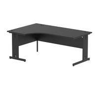 Impulse 1800mm Left Crescent Office Desk Black Top Black Cable Managed Leg