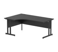 Impulse 1800mm Left Crescent Office Desk Black Top Black Cantilever Leg