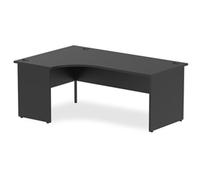 Impulse 1800mm Left Crescent Office Desk Black Top Panel End Leg
