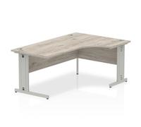 Impulse 1800mm Right Crescent Desk Grey Oak Silver Cable Managed Leg
