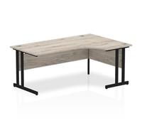 Impulse 1800mm Right Crescent Desk Grey Oak Top Black Cantilever Leg