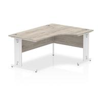 Impulse 1800mm Right Crescent Desk Grey Oak WhiteCable Managed Leg