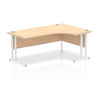 Impulse 1800mm Right Crescent Desk Maple Top White Cantilever Leg