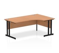 Impulse 1800mm Right Crescent Desk Oak Top Black Cantilever Leg