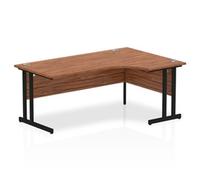 Impulse 1800mm Right Crescent Desk Walnut Top Black Cantilever Leg