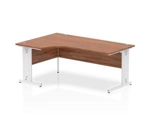 Impulse 1800mm Right Crescent Desk Walnut Top White Cable Managed Leg