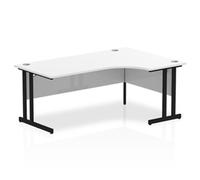 Impulse 1800mm Right Crescent Desk White Top Black Cantilever Leg