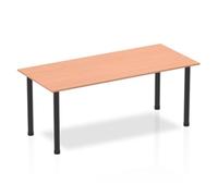 Impulse 1800mm Straight Table Beech Top Black Post Leg