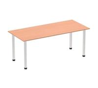 Impulse Bench 1800mm Straight Table Beech Top Brushed Aluminium Post Leg