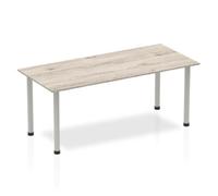 Impulse 1800mm Straight Table Grey Oak Top Silver Post Leg I003254
