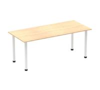 Impulse 1800mm Straight Table Maple Top White Post Leg