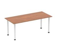 Impulse 1800mm Straight Table Walnut Top White Post Leg