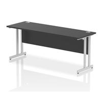 Impulse 1800x600mm Straight Desk Black Top Silver Cantilever Leg