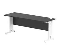 Impulse 1800x600mm Straight Desk Black Top White Cable Managed Leg