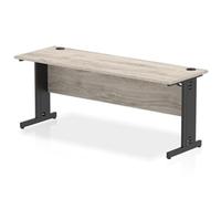 Impulse 1800x600mm Straight Desk Grey Oak Top Black Cable Managed Leg