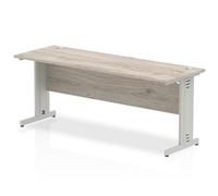 Impulse 1800x600mm Straight Desk Grey Oak Top Silver Cable Managed Leg