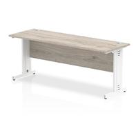 Impulse 1800x600mm Straight Desk Grey Oak Top White Cable Managed Leg