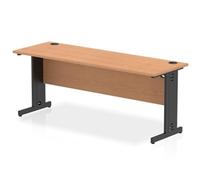 Impulse 1800x600mm Straight Desk Oak Top Black Cable Managed Leg