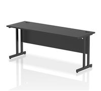 Impulse 1800 x 600mm Straight Office Desk - Black Top