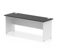 Impulse 1800x600mm Straight Office Desk Black Top White Panel End Leg